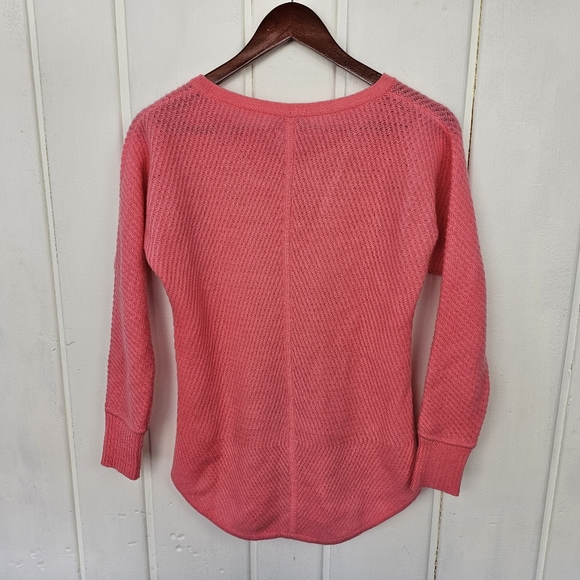 Pure Collection 100% Cashmere Knit Crochet Peach Long Sleeve Sweater sz US 2 - Picture 7 of 10
